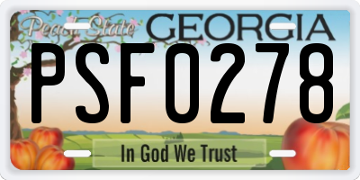 GA license plate PSF0278