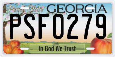 GA license plate PSF0279
