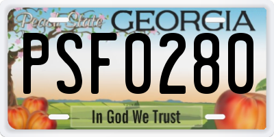 GA license plate PSF0280