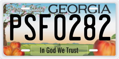 GA license plate PSF0282