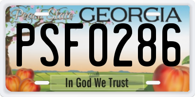 GA license plate PSF0286