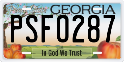 GA license plate PSF0287