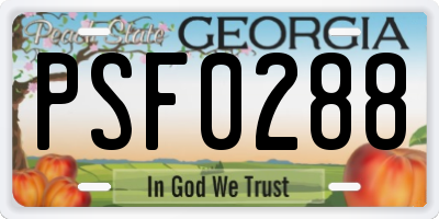 GA license plate PSF0288