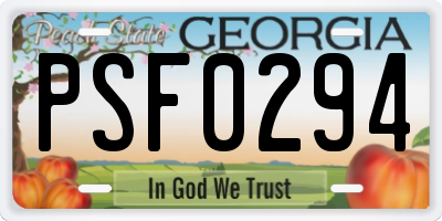 GA license plate PSF0294