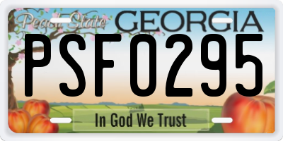 GA license plate PSF0295