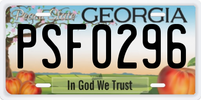 GA license plate PSF0296