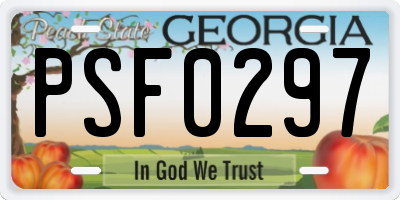 GA license plate PSF0297