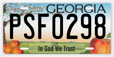 GA license plate PSF0298
