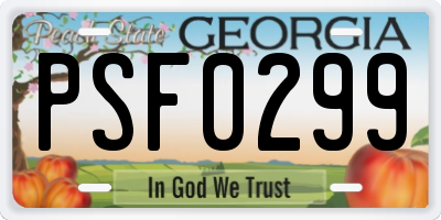 GA license plate PSF0299