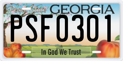 GA license plate PSF0301