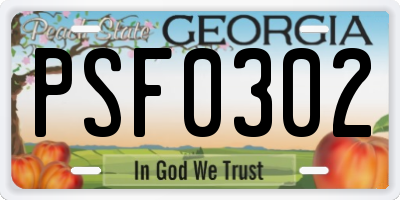 GA license plate PSF0302