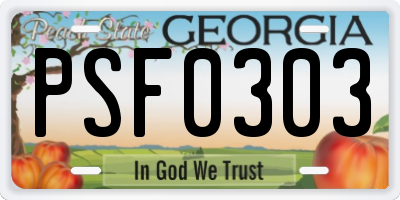 GA license plate PSF0303