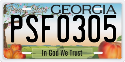 GA license plate PSF0305