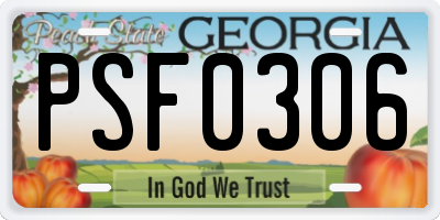 GA license plate PSF0306
