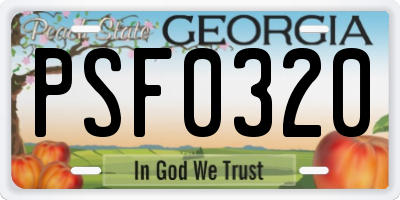 GA license plate PSF0320