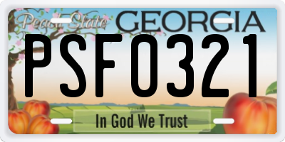 GA license plate PSF0321