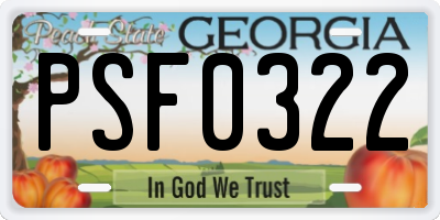 GA license plate PSF0322