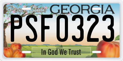 GA license plate PSF0323