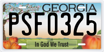 GA license plate PSF0325