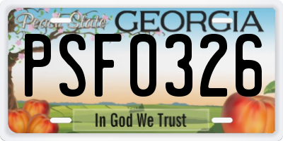 GA license plate PSF0326