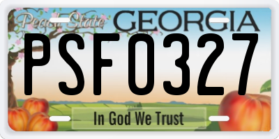 GA license plate PSF0327