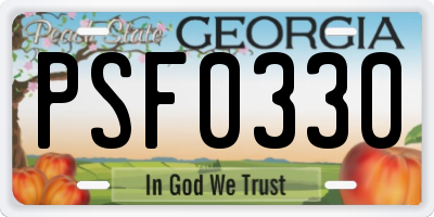 GA license plate PSF0330