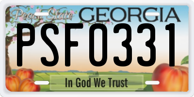GA license plate PSF0331