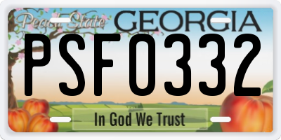 GA license plate PSF0332