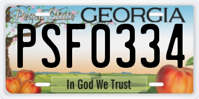 GA license plate PSF0334