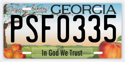 GA license plate PSF0335