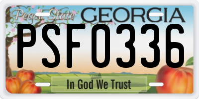 GA license plate PSF0336