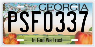 GA license plate PSF0337