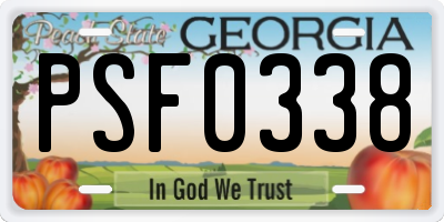 GA license plate PSF0338