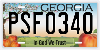 GA license plate PSF0340