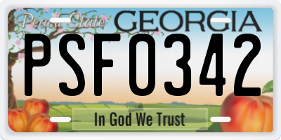 GA license plate PSF0342