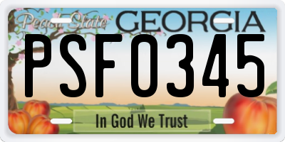 GA license plate PSF0345