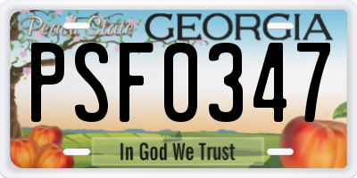 GA license plate PSF0347
