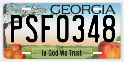 GA license plate PSF0348