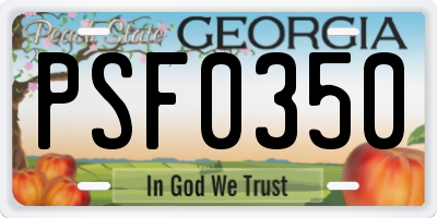 GA license plate PSF0350