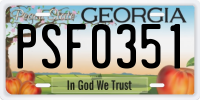 GA license plate PSF0351