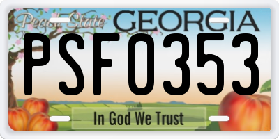 GA license plate PSF0353
