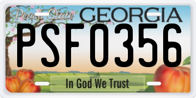 GA license plate PSF0356