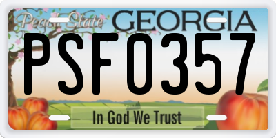 GA license plate PSF0357