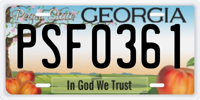 GA license plate PSF0361