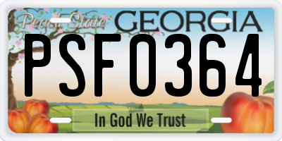 GA license plate PSF0364