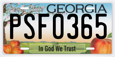 GA license plate PSF0365
