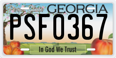 GA license plate PSF0367