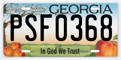GA license plate PSF0368