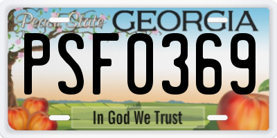 GA license plate PSF0369