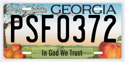 GA license plate PSF0372